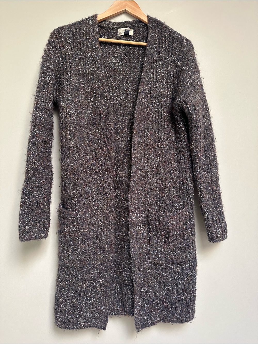 Universal Thread Open‑Front Cardigan Charcoal Brown‎ Speckle Knit Women’s XS